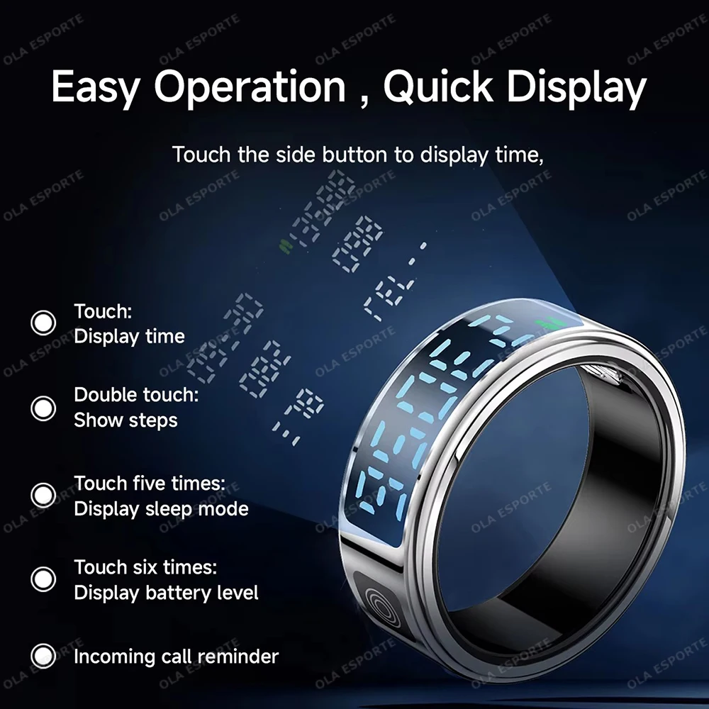 2025 SmartRing X - Touch Screen, Gesture Swipe, Health Monitoring