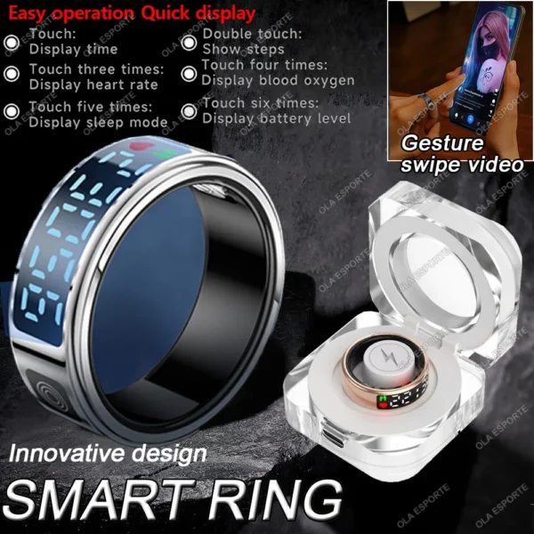 2025 SmartRing X - Touch Screen, Gesture Swipe, Health Monitoring